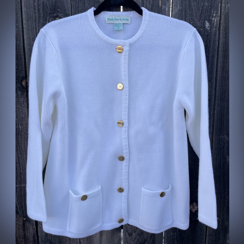 Mark, Fore and Strike Women’s White Button Up Cardigan. 
Size 38